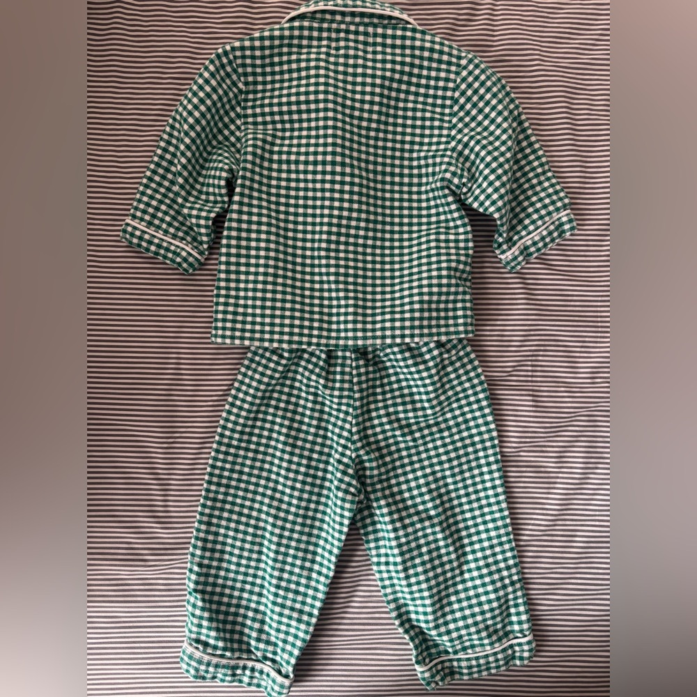 Petite Plume Green Gingham Toddler Pajamas - Picture 4 of 6